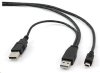 GEMBIRD Kabel USB 2.0 A-Mini B (5pin) propojovací 0,9m DUÁLNÍ (extra napájení)