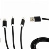 GEMBIRD Kabel USB A Male/Micro B + Type-C + Lightning, 1m, opletený, černý, blister