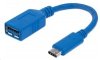 MANHATTAN Kabel USB 2.0 A - USB 3.1 C (F/M), modrý