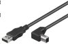 PREMIUMCORD Kabel USB 2.0 A-B propojovací 0.5m - zahnutý B konektor 90°