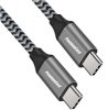 PREMIUMCORD Kabel USB-C M/M, 100W 20V/5A 480Mbps bavlněný oplet, 0,5m