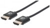 MANHATTAN Ultra-thin High Speed HDMI Cable with Ethernet, HEC, ARC, 3D, 4K, HDMI Male to Male, Shielded, Black, 1m