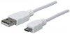 MANHATTAN Kabel propojovací USB 2.0  A Male / Micro-B Male, 1.8m, bílý