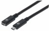 Manhattan USB-C kabel, USB 3.1 Gen 2, USB-C Male na USB-C Female, 10 Gbps, 5 A, 50cm, černá