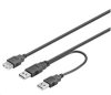 PREMIUMCORD Kabel USB 2.0 napájecí Y kabel A/M + A/M -- A/F 0.4m + 0.5m