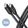 AXAGON BUCM3-CM30AB, SPEED kabel USB-C <-> USB-C, 3m, USB 3.2 Gen 1, PD 60W 3A, ALU, oplet, černý