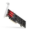 AXAGON PCEM2-ND, PCIe x8 řadič - 2x M.2 NVMe M-key slot, RAID, podpora desek bez bifurkace, vč. LP