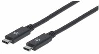 Manhattan USB-C kabel, USB 3.1 Gen 2, USB-C Male na USB-C Male, 10 Gbps, 5 A, 1m, černá