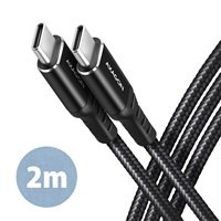 AXAGON BUCM-CM20AB, HQ kabel USB-C <-> USB-C, 2m, USB 2.0, PD 60W 3A, ALU, oplet, černý