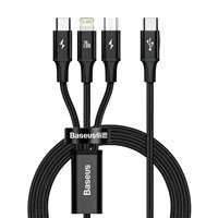 BAZAR - Baseus Rapid Series nabíjecí / datový kabel 3v1 Type-C/ (Micro USB + Lightning  PD 20W + USB-C) 1.5m černá - NK