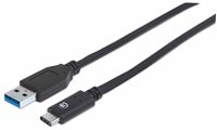 Manhattan USB kabel, USB 3.1 Gen 2, USB-A Male na USB-C Male, 10 Gbps, 50cm, černá