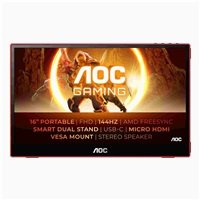 AOC MT IPS LCD WLED 15,6" 16G3 - IPS panel, 1920x1080, 144Hz, microHDMI, USB-C, USB 3.2, repro, prenosny monitor