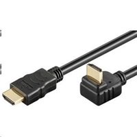 PremiumCord HDMI High Speed+Ethernet kabel, zlacený zahnutý konektor 270° 2m