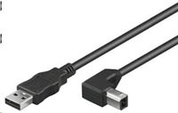 PREMIUMCORD Kabel USB 2.0 A-B propojovací 2m - zahnutý B konektor 90°