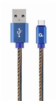 GEMBIRD Kabel USB 2.0 AM na Type-C kabel (AM/CM), 1m, opletený, jeans, blister, PREMIUM QUALITY