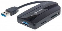 MANHATTAN SuperSpeed USB 3.0 Hub & čtečka karet, 3 porty