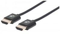 MANHATTAN Ultra-thin High Speed HDMI Cable with Ethernet, HEC, ARC, 3D, 4K, HDMI Male to Male, Shielded, Black, 3m