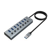 AKASA Hub 7 v 1, USB-A 3.2 Gen 1, šedá