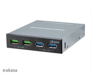 AKASA přední panel HUB 4 Port USB nabíjecí panel s dual Quick Charge 3.0 a dual USB 3.1 porty