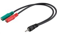 PREMIUMCORD Adaptér Jack 3,5mm 4pin - 2x stereo Jack 3,5mm, redukce (M/2xF, 4 pólový)