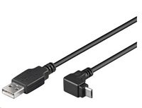 PremiumCord Kabel micro USB 2.0, A-B, konektor do úhlu 90° 3m (černý)