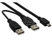 PREMIUMCORD Kabel USB 2.0 napájecí Y kabel A/M + A/M -- A/M mini 0.4m + 0.5m