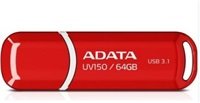 ADATA Flash Disk 64GB UV150, USB 3.1 Dash Drive (R:90/W:20 MB/s) červená