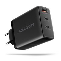 AXAGON ACU-DPQ100, GaN nabíječka do sítě 100W, 3x port (USB-A + dual USB-C), PD3.0/PPS/QC4+/Apple, černá