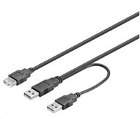 PREMIUMCORD Kabel USB 2.0 napájecí Y kabel A/M + A/M -- A/F 0.4m + 0.5m