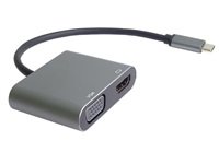 PremiumCord MST adaptér USB-C na HDMI + VGA, rozlišení 4K a FULL HD 1080p