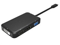 PREMIUMCORD Převodník USB3.1 typ C na HDMI + DVI + VGA + DisplayPort + PD charge