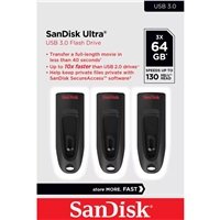 SanDisk Flash Disk 64GB Ultra, USB 3.0, Černá, 3 Pack