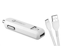 AVACOM CarMAX 2 nabíječka do auta 2x Qualcomm Quick Charge 2.0, bílá barva (USB-C kabel)