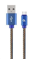 GEMBIRD Kabel USB 2.0 AM na Type-C kabel (AM/CM), 2m, opletený, jeans, blister, PREMIUM QUALITY