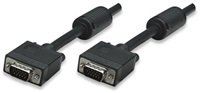 MANHATTAN kabel SVGA k monitoru s feritovými jádry, HD15 Male / HD15 Male, 10m, Black