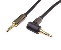 PremiumCord HQ stíněný kabel stereo Jack 3.5mm - Jack 3.5mm zahnutý 90°, 3m