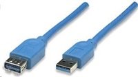 MANHATTAN Kabel USB 3.0 A-A prodlužovací 1m, modrý