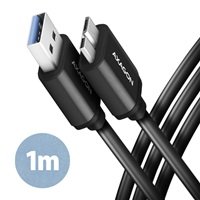 AXAGON BUMM3-AM10AB, SPEED kabel Micro-B USB <-> USB-A, 1m, USB 3.2 Gen 1, 3A, ALU, tpe, černý