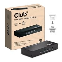 Club3D Video rozbočovač 1:4 HDMI 2.0 4K120Hz, 4 porty, černá