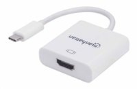 Manhattan adaptér USB-C na HDMI, USB-C Male na HDMI Female, bílá