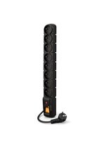 Acar S8 1.5m kabel, 8 zásuvek, přepěťová ochrana, černá