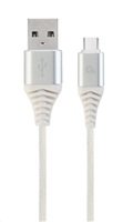 GEMBIRD Kabel USB 2.0 AM na Type-C kabel (AM/CM), 1m, opletený, bílo-strříbrný, blister, PREMIUM QUALITY