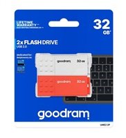 GOODRAM Flash Disk 2x32GB UME2, USB 2.0, bílá, červená