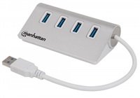 MANHATTAN USB 3.0 Hub, 4 Ports, Bus Power, Aluminum Housing